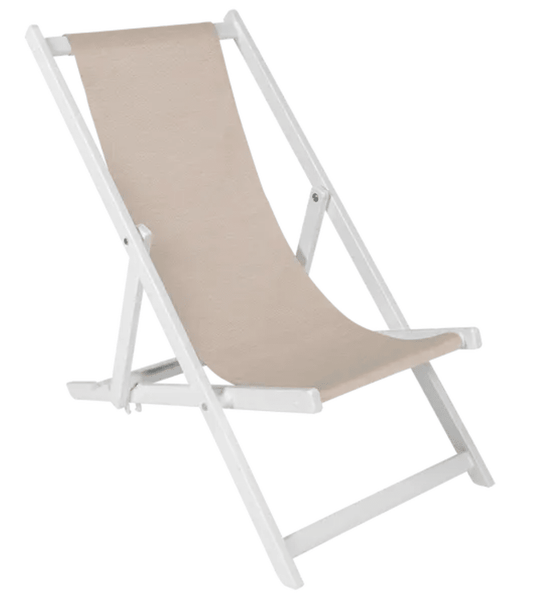 ALPINA Deck Chair Folding Chair - Custom Wood DesignsFermob ALPINA foldable deck chair in Blanc, Gris Sable with a slatted seat and backrest, suitable for outdoor lounging.Foldable Chair24575199788151Blanc Gris Sable