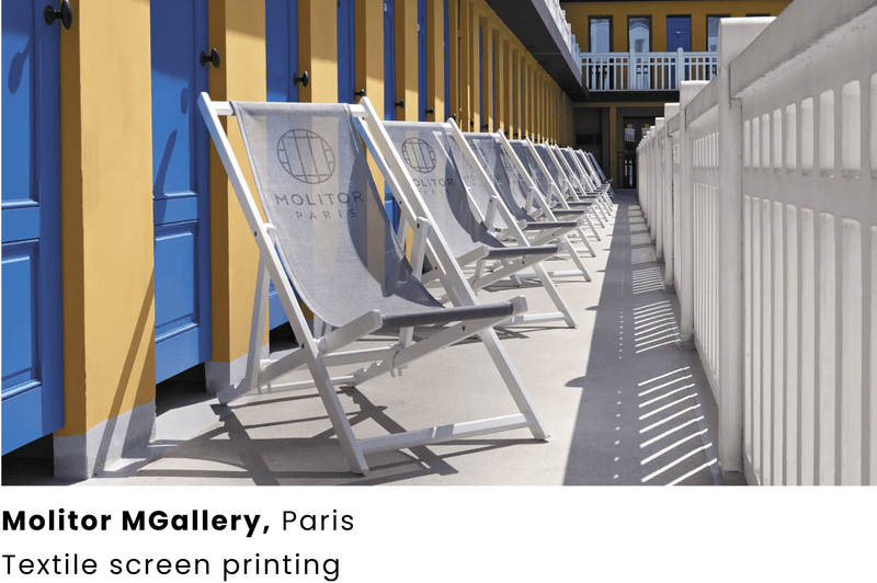 Load image into Gallery viewer, ALPINA Deck Chair Folding Chair - Custom Wood DesignsFermob ALPINA folding deck chair with wooden and aluminum frame, featuring custom printed fabric for outdoor relaxation.Foldable Chair24575199191543Blanc Titane
