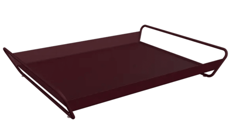 Load image into Gallery viewer, Black Fermob metal ALTO tray measuring 53x38.5 cm, designed for outdoor use, featuring a sleek black cherry finish.
