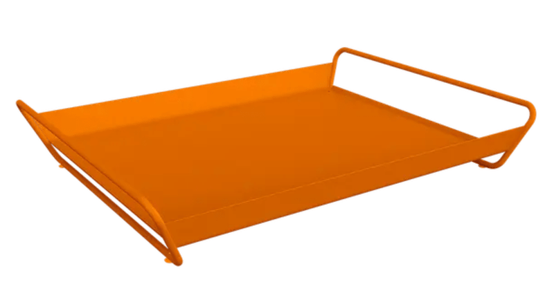 Load image into Gallery viewer, Fermob metal ALTO tray, 53x38.5 cm, with candied orange design, outdoor-use tray for serving or decor.
