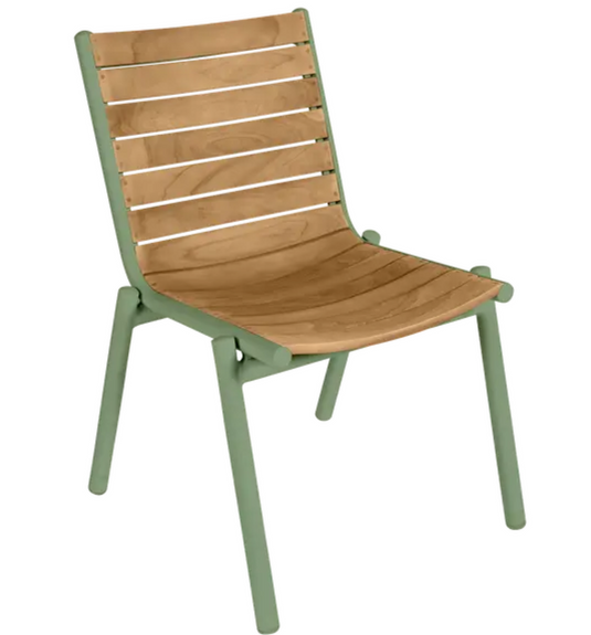 Fermob PILOTIS teak outdoor chair with sleek design and natural teak wood finish, suitable for patio or garden seating.