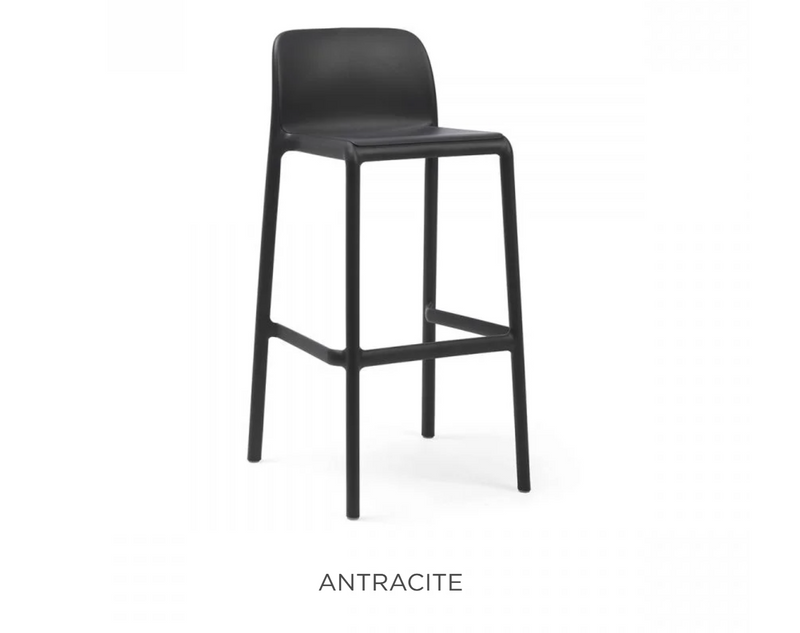Load image into Gallery viewer, Nardi Faro high stackable bar stool in anthracite color, outdoor patio furniture with sleek, modern design.
