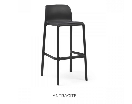 Nardi Faro high stackable bar stool in anthracite color, outdoor patio furniture with sleek, modern design.