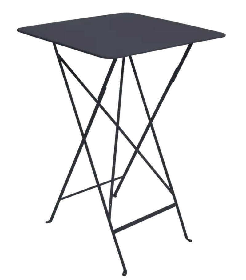Load image into Gallery viewer, Fermob Bistro high table in anthracite black with steel powder coating, foldable outdoor bar table measuring 71x71 cm.
