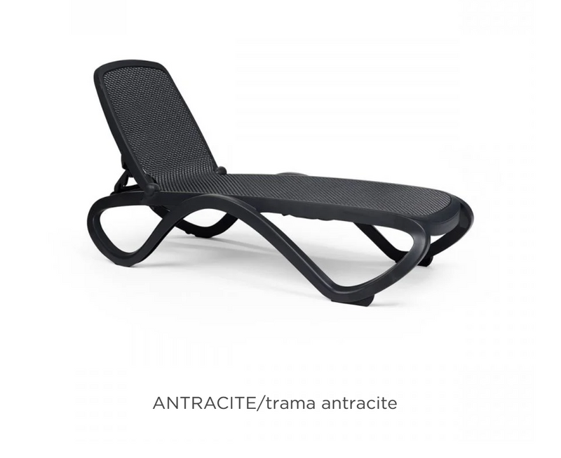 Load image into Gallery viewer, Nardi Omega sun lounger stackable outdoor recliner with breathable fabric in antracite color, ideal for poolside relaxation.
