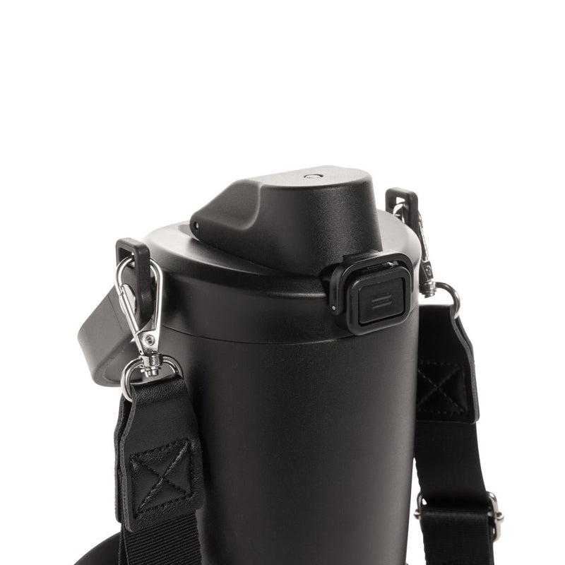 Load image into Gallery viewer, Avira Ayala RCS re-steel duosip lockable crossbody tumbler - Custom Wood DesignsAvira Ayala RCS re-steel duosip lockable crossbody tumbler with a sleek stainless steel design and secure lid, suitable for beverages.DrinkwareP438.1101Recycled Stainless steel,Polypropyleneblack
