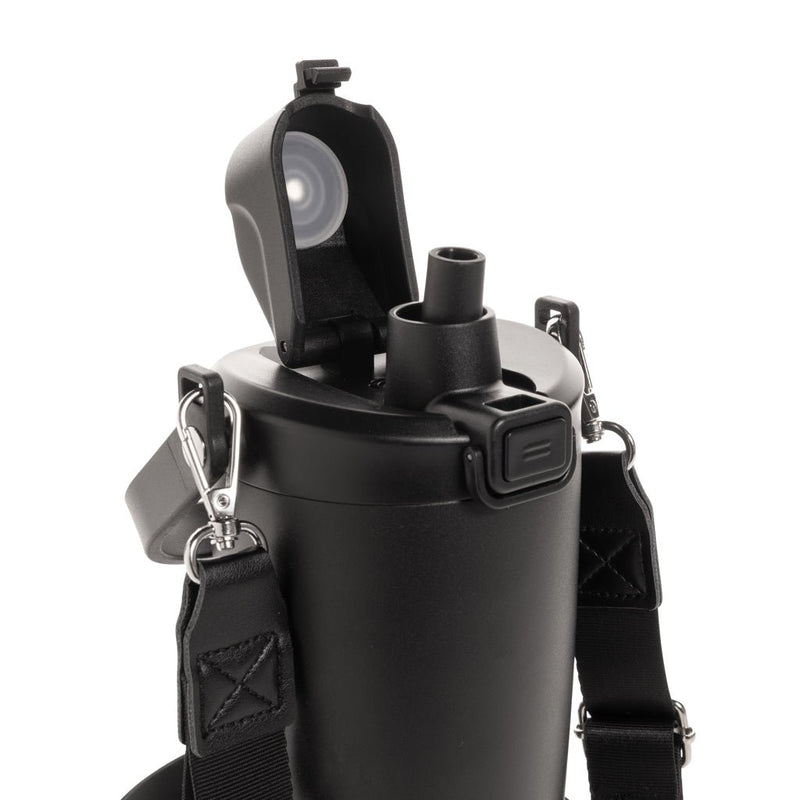 Load image into Gallery viewer, Avira Ayala RCS re-steel duosip lockable crossbody tumbler - Custom Wood DesignsAvira Ayala RCS re-steel duosip lockable crossbody tumbler with stainless steel body and secure lid for on-the-go drinkware.DrinkwareP438.1101Recycled Stainless steel,Polypropyleneblack

