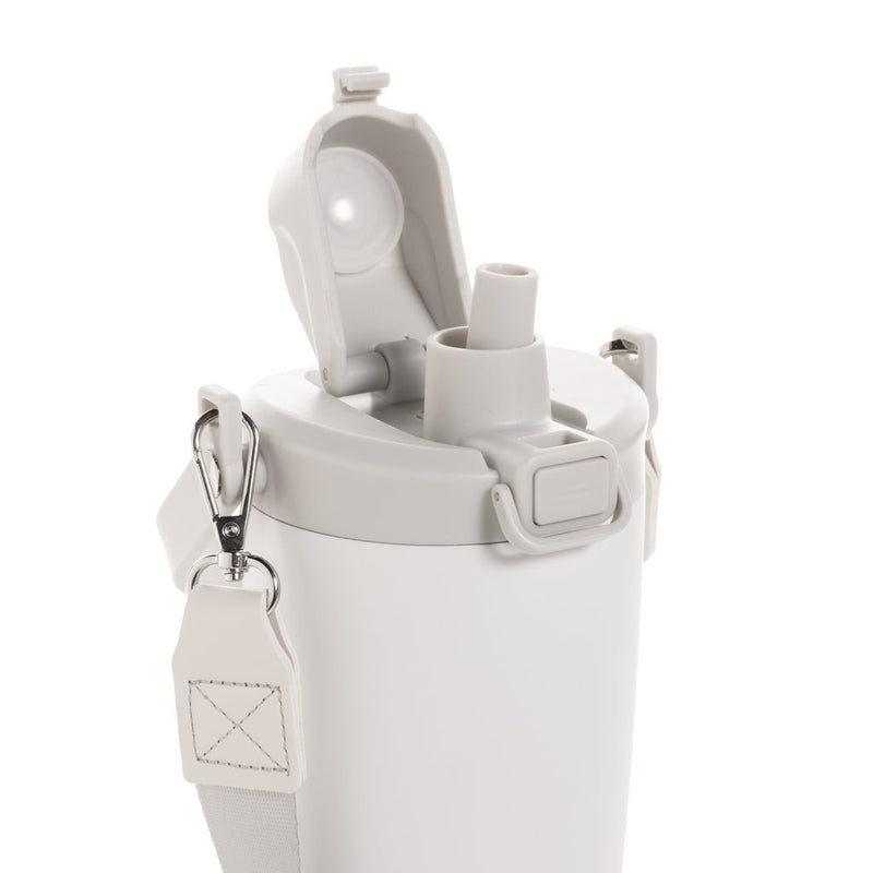 Load image into Gallery viewer, Avira Ayala RCS re-steel duosip lockable crossbody tumbler - Custom Wood DesignsAvira Ayala RCS re-steel duosip lockable crossbody tumbler with lid, stainless steel drinkware for on-the-go hydration.DrinkwareP438.1103Recycled Stainless steel,Polypropylenewhite
