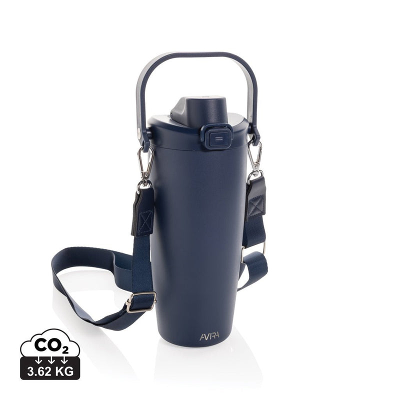 Load image into Gallery viewer, Avira Ayala RCS re-steel duosip lockable crossbody tumbler - Custom Wood DesignsAvira Ayala RCS re-steel duosip lockable crossbody tumbler with lid and straw, stainless steel drinkware for on-the-go useDrinkwareP438.1125Recycled Stainless steel,Polypropylenenavy
