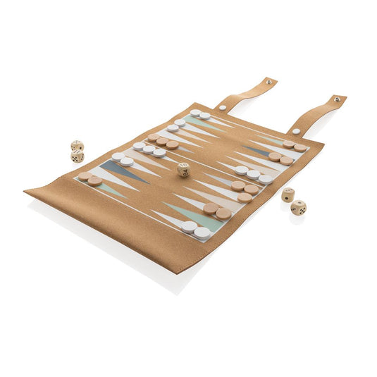 Backgammon foldable cork game set pack of 25 Branded Custom Wood Designs __label: Multibuy backgammonsetcustomwooddesigns