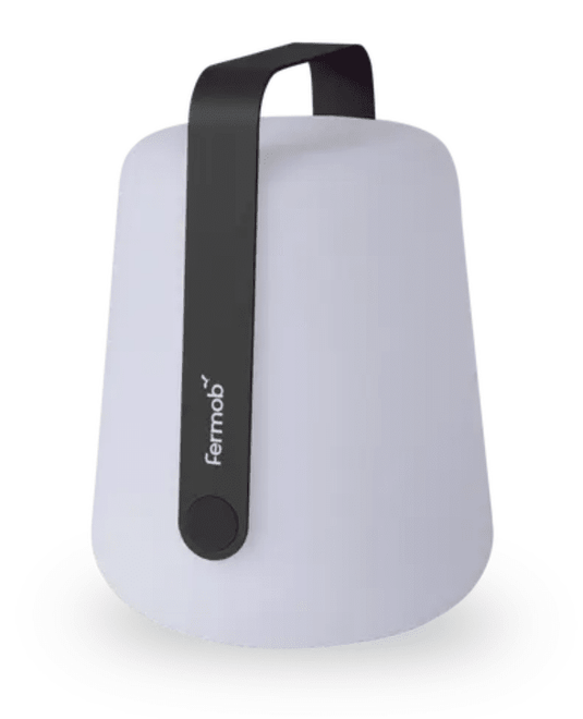 An outdoor Fermob BALAD² lamp in anthracite, 25 cm tall, with a sleek spherical design perfect for outdoor lighting.