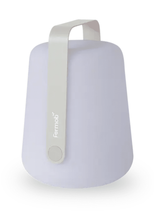 Clay grey BALAD² outdoor lamp by Fermob, 25 cm tall, featuring a spherical design perfect for garden or patio lighting.
