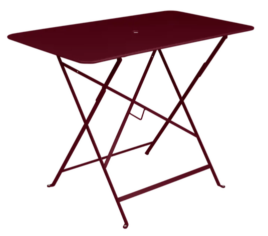 Fermob black cherry red foldable metal bistro table, 97 x 57 cm, outdoor cafe-style with sturdy design