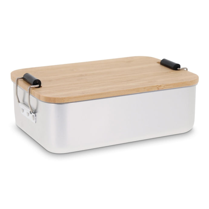 Aluminium lunch box with bamboo lid pack of 25 Custom Wood Designs __label: Multibuy bamboolidlunchbox