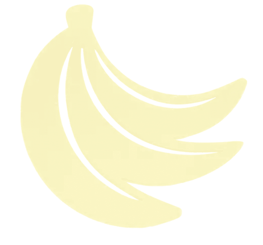 Fermob banana-shaped metal trivet with non-slip pad, measuring 23 x 24.4 cm, used to protect surfaces from hot items.
