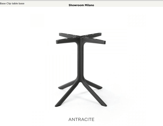 Base Clip Table Base - Custom Wood DesignsAntracite Nardi Base Clip for table, sturdy black metal table base with a clip design, suitable for restaurant tables.Base for Table24575204284535Antracite
