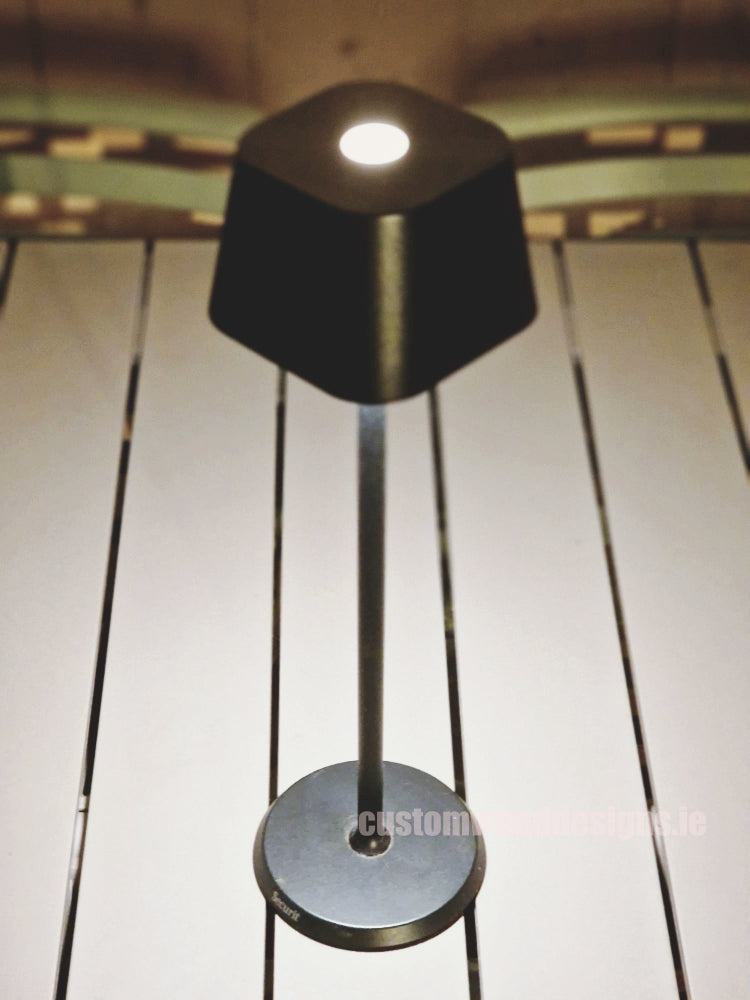 Load image into Gallery viewer, Cordless rechargeable LED table lamp in black for restaurant and hotel tables – available from Custom Wood Designs Ireland

