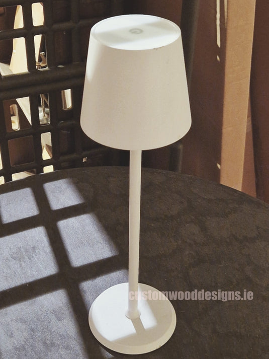 Cordless rechargeable LED table lamp  for restaurant and hotel tables – available from Custom Wood Designs Ireland