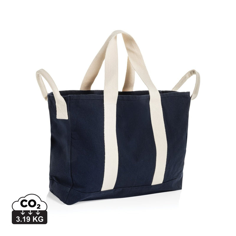 Load image into Gallery viewer, BEAU AWARE™ Beach bag 400gsm recycled canvas, with side hand - Custom Wood DesignsBEAU AWARE™ beach bag by XD Xclusive made of 400gsm recycled canvas with side hand straps, perfect for travel and beach days.Bags &amp; TravelP763.5525Recycled Canvasnavy
