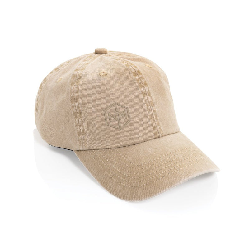 Load image into Gallery viewer, XD Xclusive BEAU AWARE™ washed 6-panel cotton twill cap, beige headwear with a curved brim and adjustable strap.
