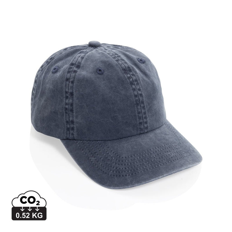 Load image into Gallery viewer, Beau Aware™ washed 6-panel cotton twill cap by XD Xclusive, navy blue headwear with stitched eyelets and curved brim.
