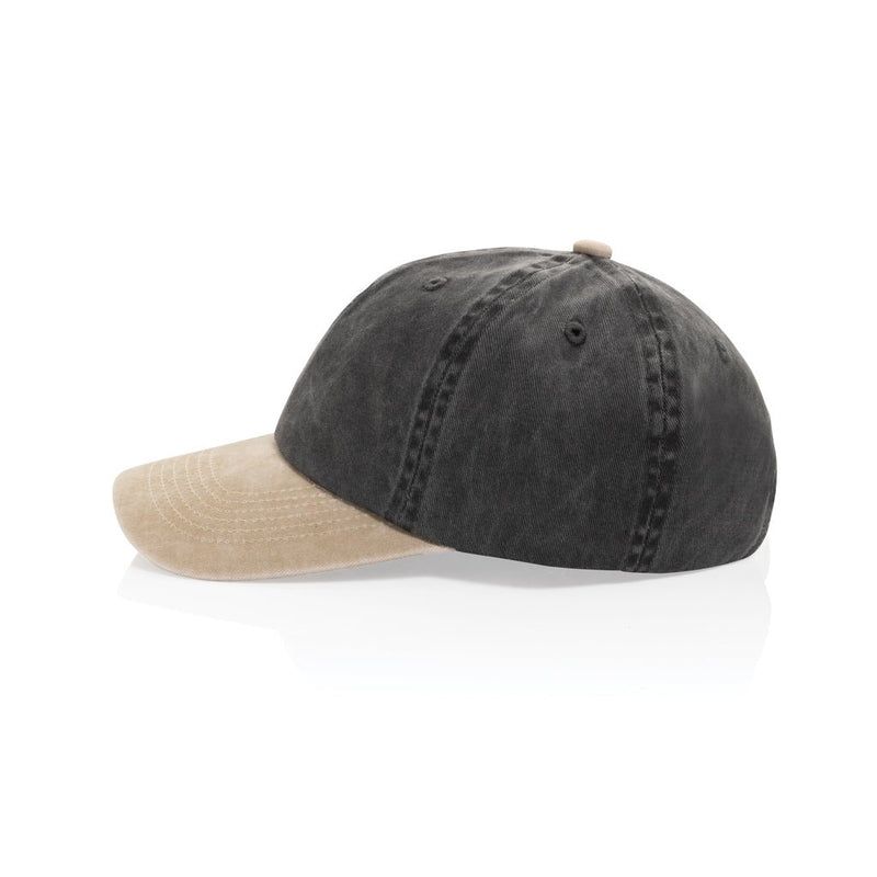 Load image into Gallery viewer, BEAU AWARE™ Washed 6 panel 270gsm cotton twill two tone cap - Custom Wood DesignsBeau Aware™ washed 6-panel two-tone cotton twill cap by XD Xclusive, showcasing its stylish headwear design and durable fabric.HeadwearP453.1401Recycled cotton,rPETblack
