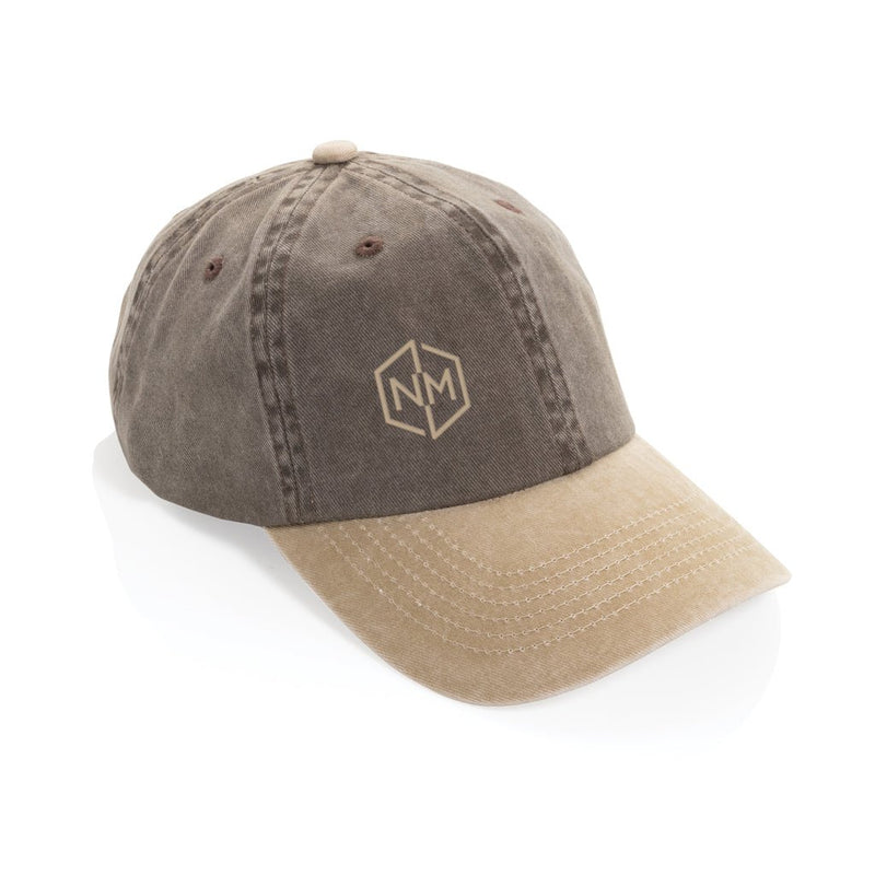 Load image into Gallery viewer, BEAU AWARE™ Washed 6 panel 270gsm cotton twill two tone cap - Custom Wood DesignsXD Xclusive BEAU AWARE™ washed 6-panel cotton twill cap in two-tone design, showcasing its stylish headwear style and durable fabric.HeadwearP453.1409Recycled cotton,rPETbrown

