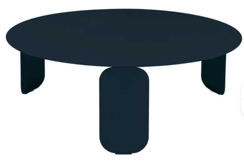 Load image into Gallery viewer, Deep blue Fermob Bebop Low Table Ø80cm, round outdoor coffee table with anthracite finish, perfect for outdoor seating areas.
