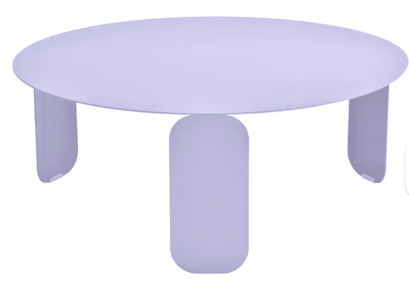 Load image into Gallery viewer, Fermob Bebop Low Table in marshmallow lilac purple, 80cm diameter, outdoor round coffee table with anthracite finish.
