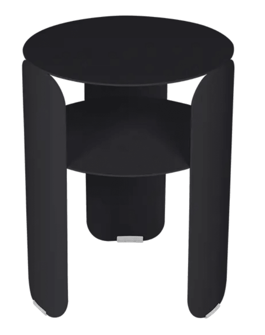 Fermob Bebop Side Table with 35cm diameter, antracite metal offset design, outdoor-friendly and modern for patio decor.