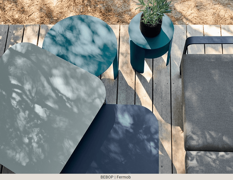 Load image into Gallery viewer, Fermob Bebop side table with 35cm diameter, black metal design, suitable for outdoor use, featuring a sleek, modern style.
