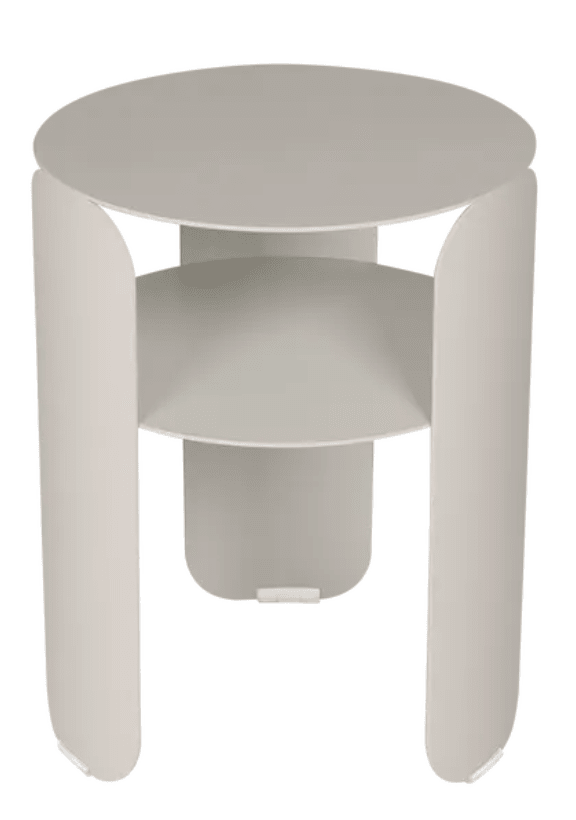Load image into Gallery viewer, Fermob Bebop Side Table with 35cm diameter, round aluminum design in clay grey, perfect for outdoor modern decor.
