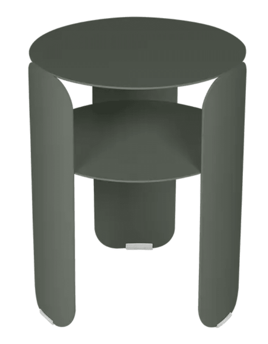 Fermob Bebop Side Table with 35cm diameter, anthracite metal outdoor offset table, showcasing a sleek, modern design.