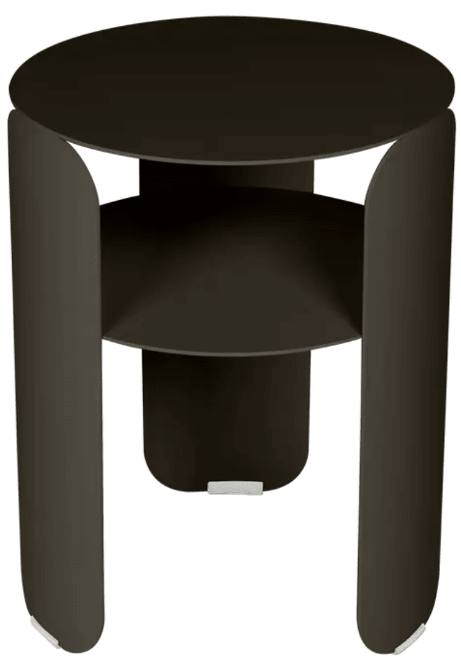 Load image into Gallery viewer, Fermob Bebop Side Table with 35cm diameter, round metal design in Tonka Brown, ideal for outdoor use.
