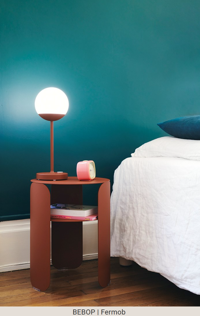 Load image into Gallery viewer, Fermob Bebop Side Table with Ø35cm diameter in anthracite metal, outdoor offset table design.
