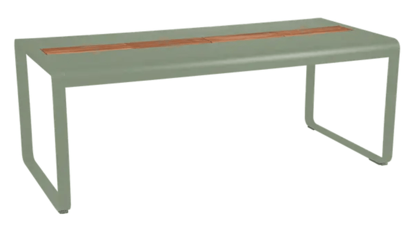 Load image into Gallery viewer, Fermob Bellevie outdoor dining table in wood and metal, 196x90cm, with storage, eight-seater, stylish garden furniture
