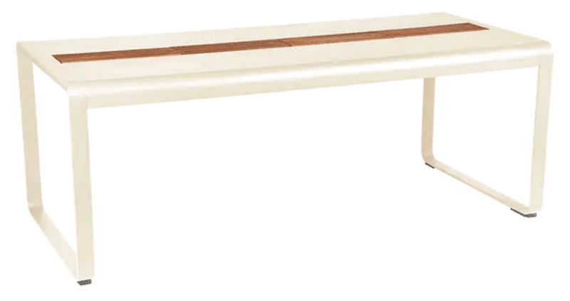 Load image into Gallery viewer, Fermob Bellevie outdoor dining table in wood and metal, 196x90 cm with storage, designed for eight seater outdoor dining.
