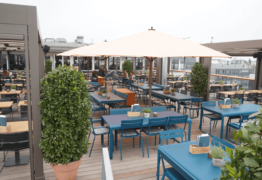 Bellevie outdoor metal dining table by Fermob, 196 x 90 cm, eight-seater with a sleek design and sturdy metal construction.