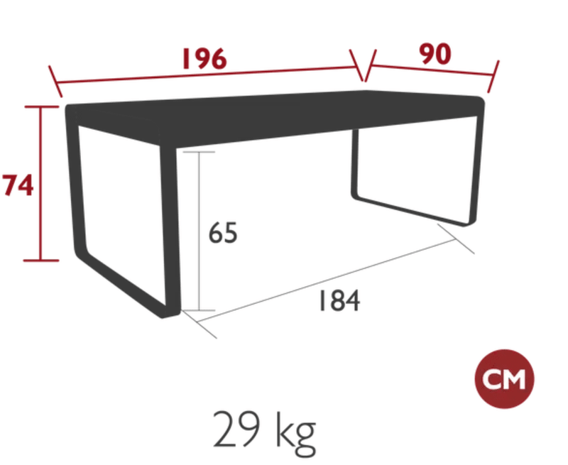 Load image into Gallery viewer, Fermob Bellevie outdoor metal dining table, 196 x 90 cm, eight-seater for outdoor dining and patio use.
