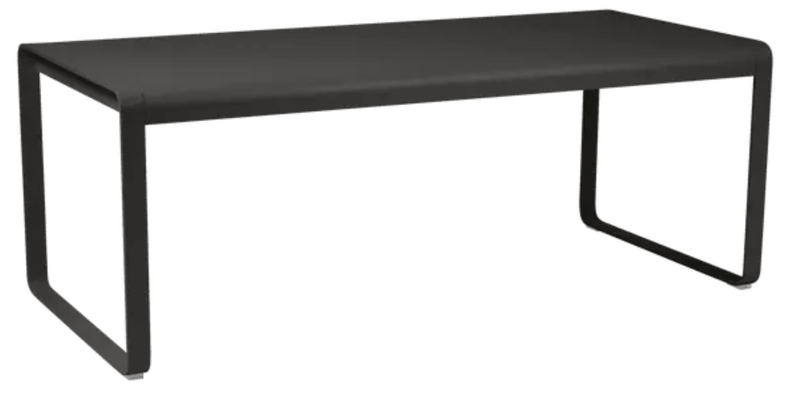 Load image into Gallery viewer, Fermob Bellevie outdoor metal dining table in Liquorice color, 196 x 90 cm, ideal for eight-seater outdoor dining.
