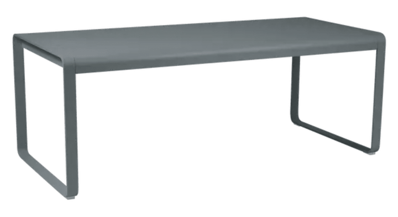 Load image into Gallery viewer, Bellevie outdoor metal dining table in storm grey, 196x90 cm, suitable for eight seater gatherings by Fermob.
