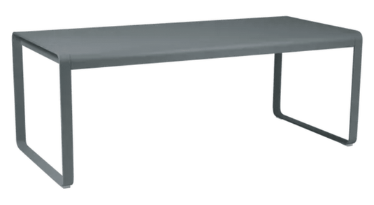 Bellevie outdoor metal dining table in storm grey, 196x90 cm, suitable for eight seater gatherings by Fermob.