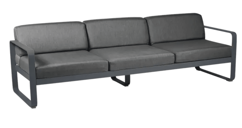 Load image into Gallery viewer, Bellevie 3-Seater Outdoor Sofa - Custom Wood DesignsFermob Bellevie 3-seater outdoor sofa with grey antracite metal frame, stylish and durable garden furniture for outdoor seating.Outdoor Sofa Metal Fermob24575206619895Willow Green / Pearl
