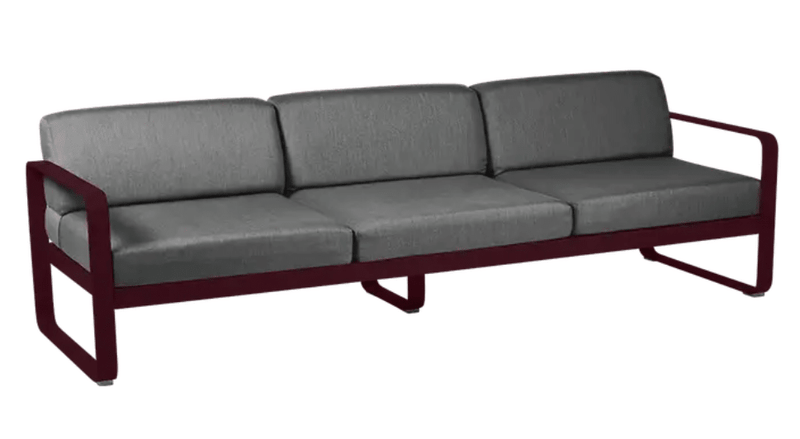 Load image into Gallery viewer, Bellevie 3-Seater Outdoor Sofa - Custom Wood DesignsBlack Fermob Bellevie 3-seater outdoor sofa with metal frame in Graphite Grey, perfect for garden or patio seating.Outdoor Sofa Metal Fermob24575206619895Willow Green / Pearl
