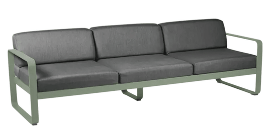 Bellevie 3-Seater Outdoor Sofa - Custom Wood DesignsFermob Bellevie 3-seater outdoor sofa with metal frame in Graphite Grey, designed for stylish outdoor furniture and comfort.Outdoor Sofa Metal Fermob24575206619895Willow Green / Pearl