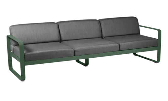 Bellevie 3-Seater Outdoor Sofa - Custom Wood DesignsFermob Bellevie 3-seater outdoor sofa with cedar green fabric and grey metal frame on patio setting.Outdoor Sofa Metal Fermob24575206619895Willow Green / Pearl