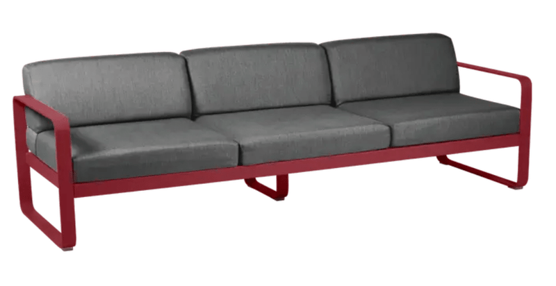 Load image into Gallery viewer, Bellevie 3-Seater Outdoor Sofa - Custom Wood DesignsBellevie 3-seater outdoor sofa by Fermob with metal frame in Chilli Graphite Grey, suitable for outdoor contract furniture.Outdoor Sofa Metal Fermob24575206619895Willow Green / Pearl
