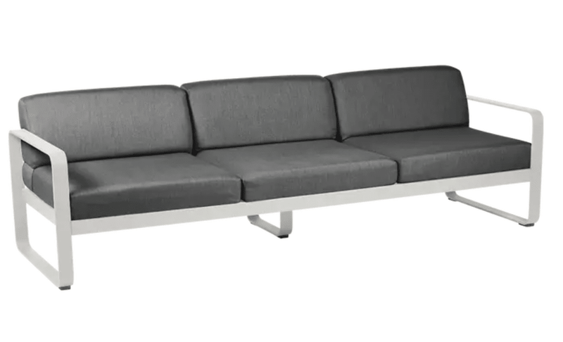 Load image into Gallery viewer, Bellevie 3-Seater Outdoor Sofa - Custom Wood DesignsBellevie 3-seater outdoor sofa by Fermob with gray metal frame and plush cushions, suitable for garden or patio seating.Outdoor Sofa Metal Fermob24575204343031Chilli/Pearl
