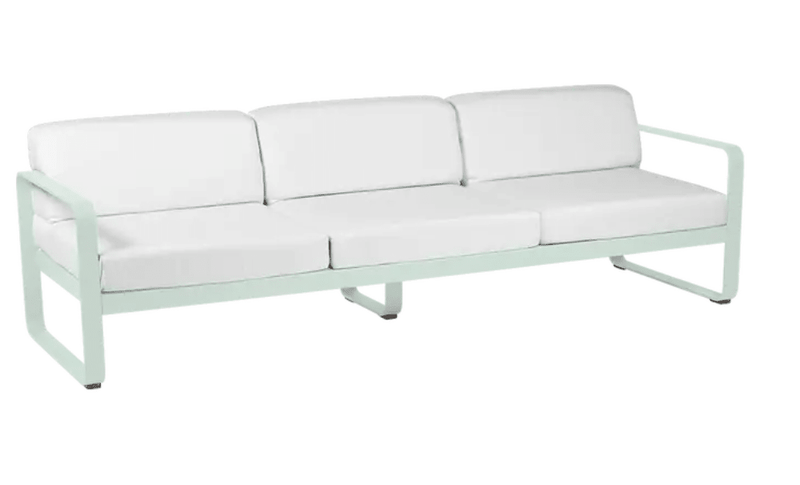Load image into Gallery viewer, Bellevie 3-Seater Outdoor Sofa - Custom Wood DesignsIce mint and off-white Fermob Bellevie 3-seater outdoor sofa with metal frame, stylish and comfortable outdoor furniture.Outdoor Sofa Metal Fermob24575202254903IceMint/OffWhite
