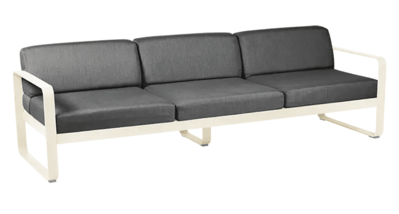 Load image into Gallery viewer, Bellevie 3-Seater Outdoor Sofa - Custom Wood DesignsLatte beige and graphite grey Fermob Bellevie 3-seater outdoor sofa with metal frame, modern design for outdoor furniture.Outdoor Sofa Metal Fermob24575201956599Lattebeige/Graphite
